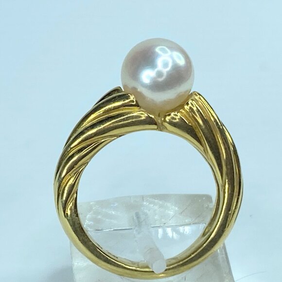 Mikimoto 8.18mm Akoya Pearl 18 karat South Sea Pearl ring 8.25g w/box JR8465 - Picture 9 of 10